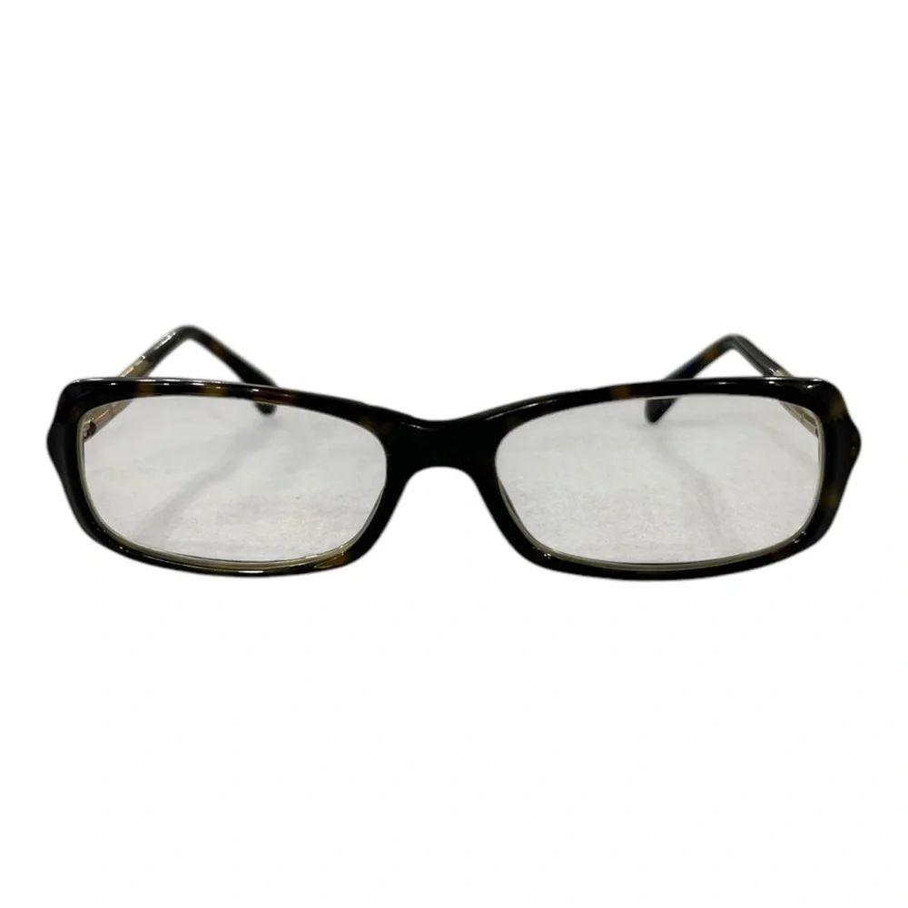Chanel Tortise Shell Style & Gold CC Logo Engraved Rectangular Frame 3218c.714